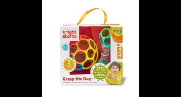 BRIGHT STARS O'Ball Baby Cadeauset met 2 Babyspeeltjes: een Rammelaar en een Klassieke O Ball in Rood, Geel, Blauw en Groen