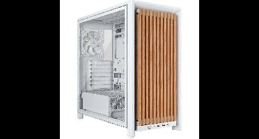 PC-behuizing - CORSAIR - FRAME 4000X RS - Mid Tower - 4 RS120-ventilators - Wit/Licht hout