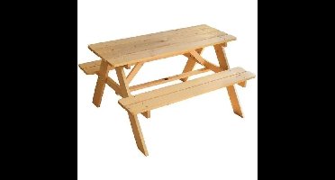 Tuinmeubelen - FUN HOUSE - Houten picknicktafel H.53 x L.95 x D.100 cm - Eenvoudige montage!