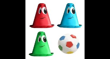 STEMPEL Voetbal en 3 kegels