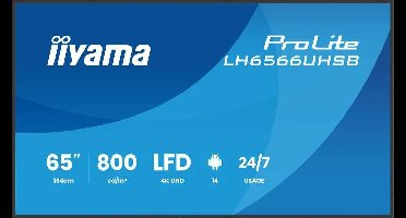 iiyama LH6566UHSB-B1AG beeldkrant Digitale signage flatscreen 165,1 cm (65") LCD Wifi 800 cd/m² 4K Ultra HD Zwart Type process