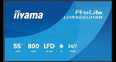 iiyama LH5566UHSB-B1AG beeldkrant Digitale signage flatscreen 139,7 cm (55") LCD Wifi 800 cd/m² 4K Ultra HD Zwart Type process