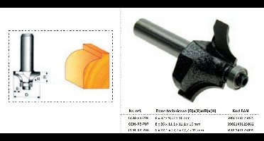 CONDOR FREZ DO DREWNA 8x38x12x12x19mm708 DO ZAOKRĄGLEŃ, Z ŁOŻYSKIEM. (levertijd 8 werkdagen)