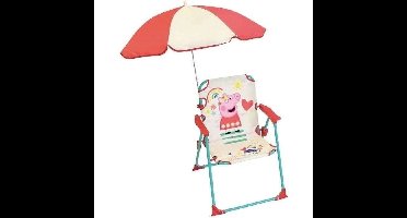 FUN HOUSE Peppa Pig Opvouwbare campingstoel met parasol - H.38.5 x B.38.5 x D.37.5 cm + parasol ø 65 cm - Voor kinderen