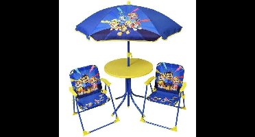 FUN HOUSE PAW PATROL tuinmeubelset - 1 tafel 46 x Ø46 cm, 2 stoelen 53 x B.38,5 x D.37,5 cm en 1 parasol H.125 x Ø100 cm