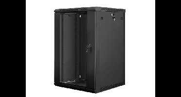 Lanberg wandinbouw rack kast 19'' 18U 600x600mm zwart (glazen deur)