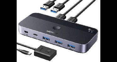 Ugreen USB 3.0-switch CM662, 2×4 uitgangen, zwart