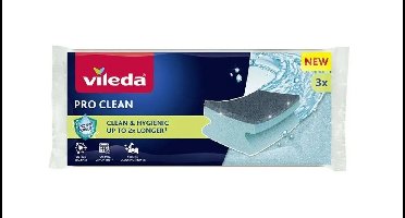 Vileda Pro Clean enzymatische geprofileerde schuurspons 3 stuks.