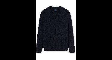 OLYMP SIGNATURE Casual Regular Fit Trui V-hals nachtblauw, Gestructureerd