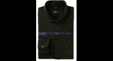 OLYMP SIGNATURE Tailored Fit Jersey overhemd grijs-groen, Effen
