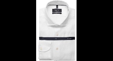 OLYMP SIGNATURE Casual Tailored Fit Linnen Overhemd wit, Effen