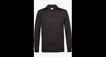 Profuomo Regular Fit Trui ritssluitingdonkerbruin, Effen