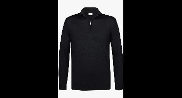 Profuomo Regular Fit Trui ritssluitingzwart, Effen