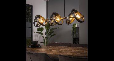 Verstelbare landelijke hanglamp Hover | 6 lichts | charcoal / grijs / zwart | metaal | 120 x 150 cm