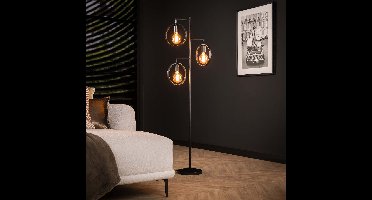 Vloerlamp Ring charcoal | 3 lichts | 50x22x155 cm | industrieel / modern | woonkamer / studeerkamer