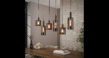 Hanglamp | 118 cm | Sepiora | 6 lichts | E27 | brons bruin | glas metaal | hotel chique