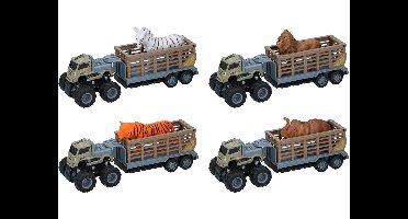 Truck met aanhanger en wild dier
