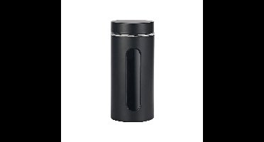 Voorraadpot venster zwart mat 1,2L glas