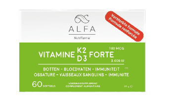 Alfa Immuunsysteem Vitamine K2 & D3 Forte Versterkte Formule 60Capsules