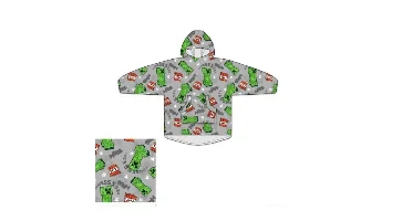 Minecraft hoodie poncho grijs maat XS - L - polyester