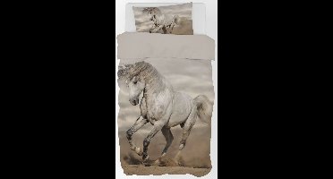 Sweet Home Dekbedovertrek Paard wit - 140 x 200 cm - Katoen - 60x63cm