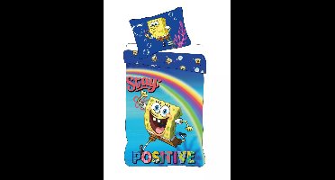 Spongebob Dekbedovertrek Stay Positive - 100 x 135 cm - 40 x 60 cm - Katoen