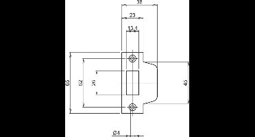Lips sluitplaat SPT2084/4 v.kastdeurslot 2084/4 vz reh