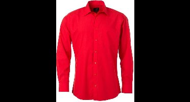 James and Nicholson Heren Longsleeve Poplin Shirt (Tomatenrood)