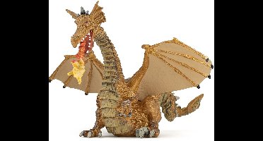 Speelfiguur - Fantasie - Draak - Met vlammen - Goud