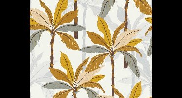 PALMBOMEN BEHANG | Botanisch - wit grijs oranje - A.S. Création Geo Nordic