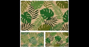 Excellent Houseware - Deurmat - Kokosmat - naturel met patroon 39x59cm -