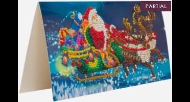 Diamondpainting Crystal Art Kaart Santa's Sleigh 11x22cm