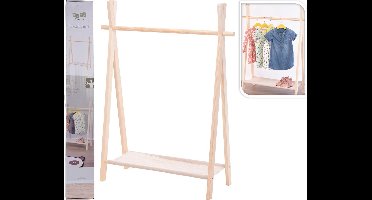 H&S collection Kledingrek - voor kinderen - hout - 80 x 100 cm - kapstok - kleding ophangen