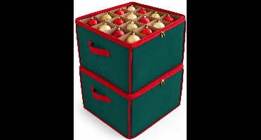 Feeric Christmas Kerst opbergbox - 2x -voor 48 kerstballen - 36 x 27 x 36 cm -opruimen - opbergen