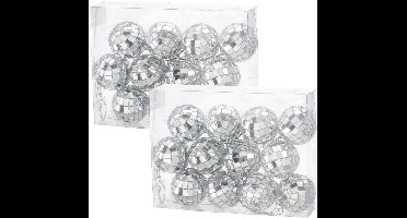 Cepewa disco kerstballen - 24x stuks - zilver - D3 cm - foam/glas - discobal/discobol