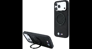 BMW telefoonhoesje voor iPhone 18 Pro Max / iPhone 17 Pro Max - MagSafe - PU - Kevlar - zwarte stevige hoes