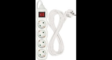 EMOS Verlengsnoer 5 m / 4 stopcontacten / met schakelaar / wit / PVC / 1,5 mm², P1425R