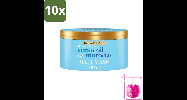 10 x OGX - Argan Oil of Morocco - Haarmasker - Extra Sterk - Voor Beschadigd Haar - 300 ml - Bulkverpakking - Haarmasker - Douchemop - Arganolie