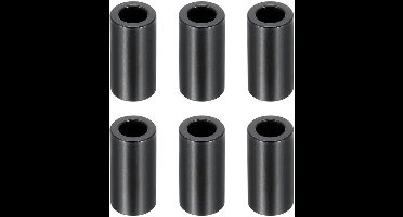 KARZO - M6 Aluminium Spacers - 6 Stuks Metaal Spacers - 6.2mm ID x 10mm OD x 20mm L - Zwart