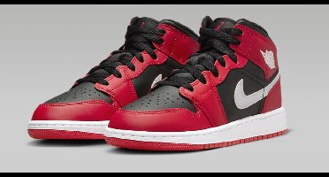 Jordan - Nike Air Jordan 1 MID - Sneakers - Kids - Zwart/Wit/Rood