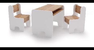 Set van kindertafel en twee kinderstoelen - wit/eiken craft goudkleur
