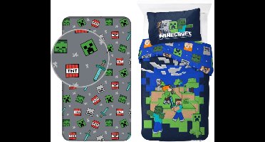 Minecraft slaapkamerset; dekbedovertrek en hoeslaken