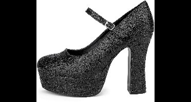 Plateau schoenen glitter-zwart