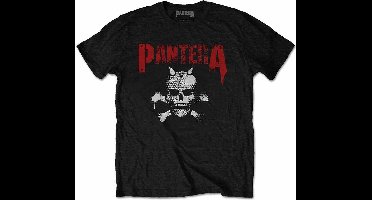 Pantera - Horned Skull Stencil Heren T-shirt - met rug print - S - Zwart