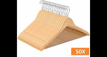 Relaxwonen | Kledinghangers | Set van 50 stuks | Hout | Bruin | Draaibare haak
