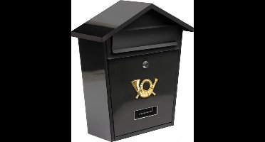 VOREL Zwarte Brievenbus met slot - 370x320x105mm - 2 sleutels - 0,6mm dik plaatstaal