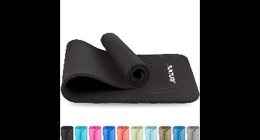 Tunturi NBR Yogamat Anti Slip - Fitnessmat Extra dik & zacht - Sportmat - 180x60x1.5cm - Incl Trainingsapp - Zwart