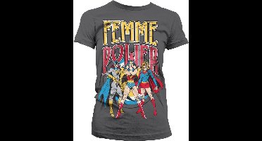 DC Comics Femme Power Girly T-shirt voor dames, donkergrijs