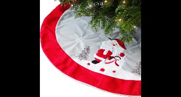 Unique Living Kerstboomrok - kerst thema - rood/wit - D90 cm - polyester - kerstboomkleed