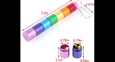 Scoby - Pillendoosje - Draaibaar Pillentorentje - Aluminium - 8 Vakken - Met Karabijnhaak - Multicolor
